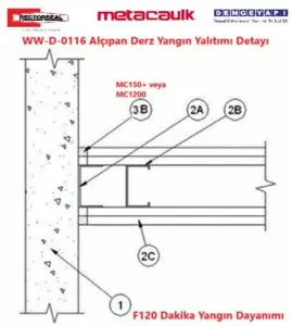 WW-D-0116 Alçıpan Derz Yangın Yalıtımı Detayı