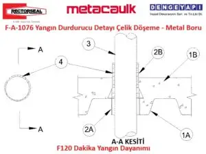 F-A-1076 Yangın Durdurucu Detayı Çelik Döşeme - Metal Boru