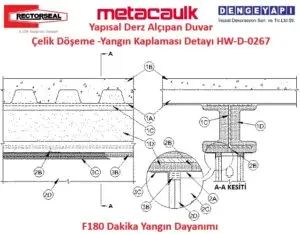 Yapısal Derz Alçıpan Duvar - Çelik Döşeme -Yangın Kaplaması Detayı HW-D-0267