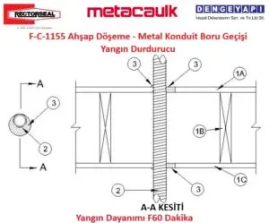 F-C-1155 Ahşap Döşeme - Metal Konduit Boru Geçişi Yangın Durdurucu