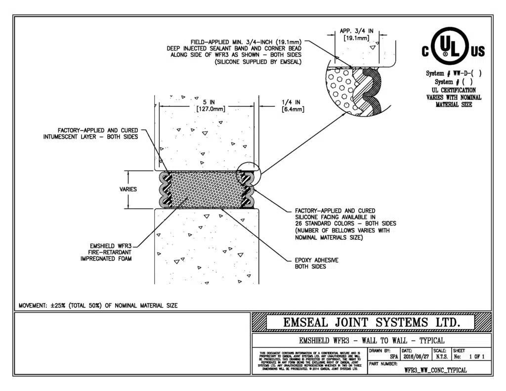 Emshield WFR3 3 Saat Yangın Dayanımlı Duvar-Duvar İç Köşe Beton Blok (Tipik)