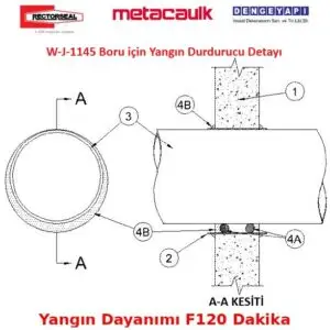 W-J-1145 Boru için Yangın Durdurucu Detayı