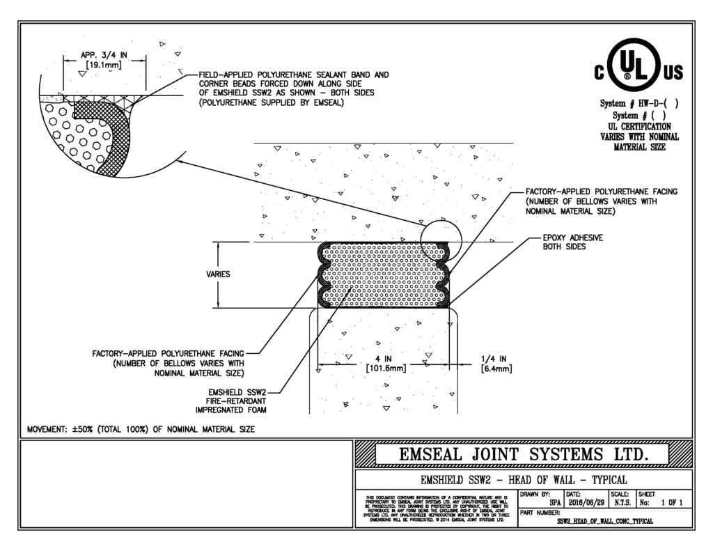 Emshield SecuritySeal SSW2 Tavan Döşemesi–Duvar Üstü Beton (Tipik)