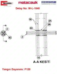 Şaft Geçişi Yangın Durdurucu Detayı W-L-1040
