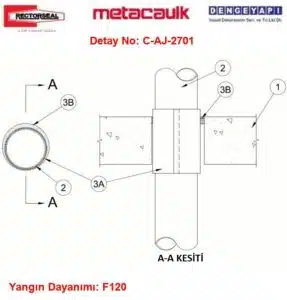 PEX Polietilen Boru Geçişi Yangın Durdurucu Detayı C-AJ-2701