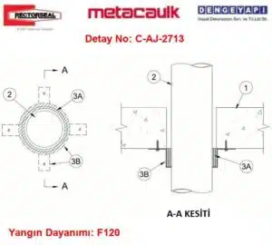 Polipropilen Boru Yangın Durdurucu Kelepçe Detayı C-AJ-2713