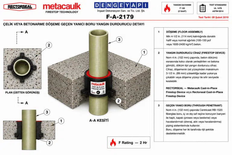 Fiberglas Boru Yangın Durdurucu Manşon Detayı F-A-2179