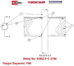Ahşap Döşemeden Geçen Elektrik Borusu Yangın Durdurucu Detayı F-C-2192