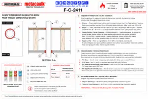 Ahşap döşemeden geçen PVC boru pasif yangın durdurucu detayı F-C-2411