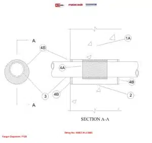 Beton Duvardan Geçen PVC Boru F120 Yangın Durdurucu Detayı W-J-2402