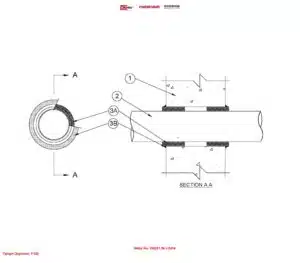 Beton Duvardan Geçen 150 mm PVC Boru F120 Yangın Durdurucu Detayı W-J-2434
