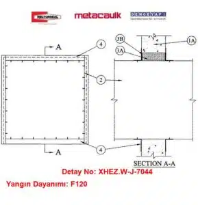 Betonarme Duvarda Çelik Hava Kanalı Geçişi için Yangın W-J-7044