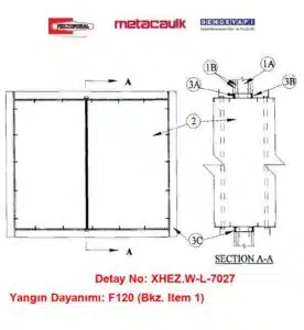 Konstrüksiyonlu Alçıpan Duvarda Dikdörtgen Çelik Hava Kanalı W-L-7027