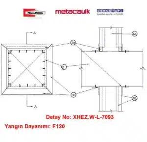 Konstrüksiyonlu Alçıpan Duvarda Galvanizli Çelik Hava Kanalı Geçişi W-L-7093