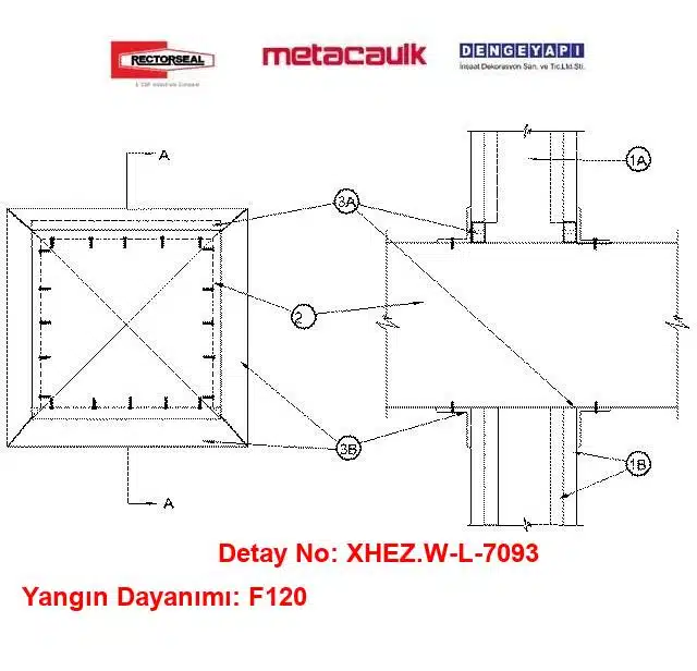 Konstrüksiyonlu Alçıpan Duvarda Galvanizli Çelik Hava Kanalı Geçişi için Yangın Durdurucu W-L-7093