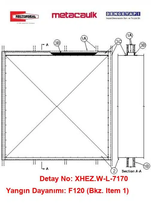 Alçıpan Duvarda Galvanizli Çelik Hava Kanalı Yangın Durdurucu Sistem W-L-7170
