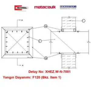 Sandviç Panel Hava Kanalı Geçişi Yangın Durdurucu Sistem W-N-7001