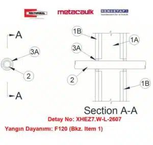 Alçıpan Duvardan Geçen 50 mm Polipropilen Boru F120 MC1000 / Biostop 500+ Yangın Durdurucu Detayı W-L-2607